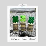 Easy four-leaf clover wood carving tutorial to make a fun decoration with a knife and a block of wood.