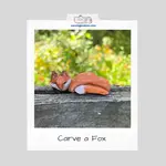 This fox wood carving is a fun little whittle that is full of facets and angles.