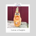 Expressive pumpkin wood carving that is easy to carve for a quick Halloween decoration.