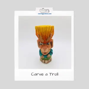Fun troll wood carving tutorial to make a big orange haired troll using primarily a knife.