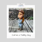 This wood carving project tutorial lets you easily carve a tubby little man with progress photos from all angles. 