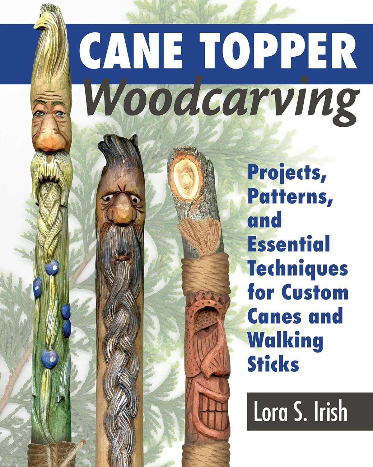 Cane topper woodcarving book cover