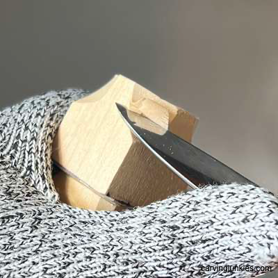 Shaping top of wooden acorn