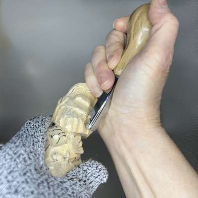 Using gouge on wooden Bigfoot