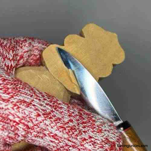 Carving the back of a coffee scoop