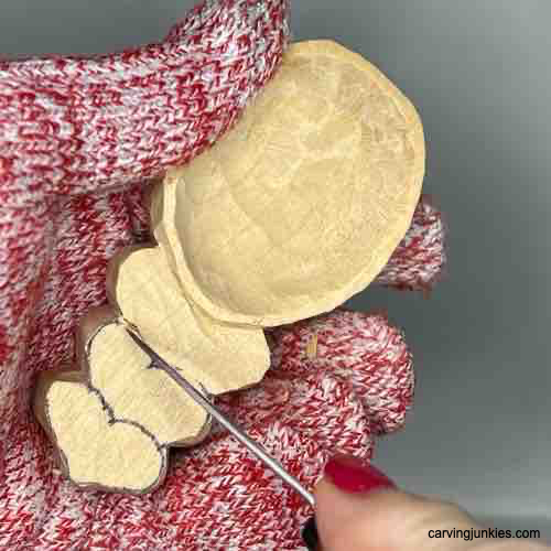 Separating the handle on a wood carved coffee scoop