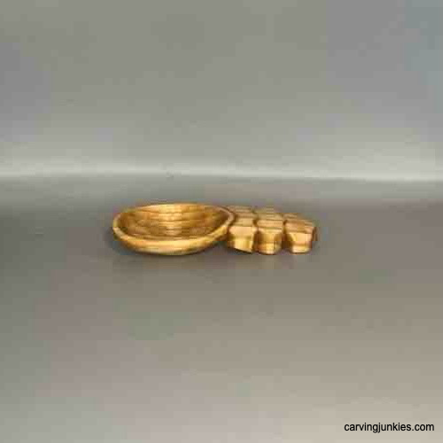 Left view of wood carved coffee scoop