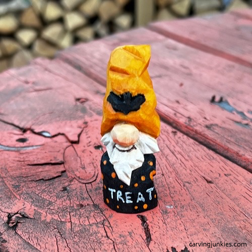 Carved Halloween gnome