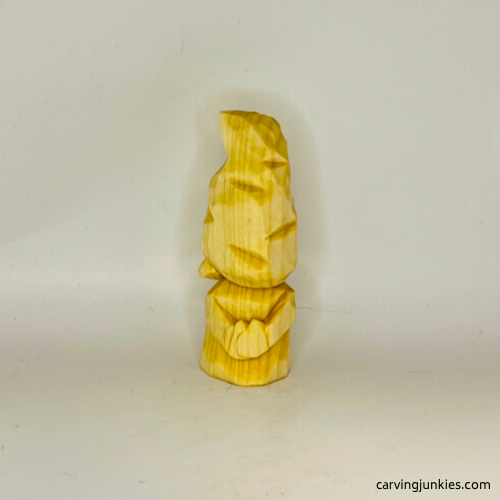 Back view of carved Halloween gnome