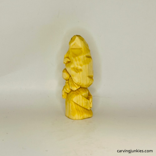 Left view of carved Halloween gnome