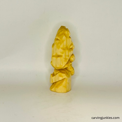 Right view of carved Halloween gnome