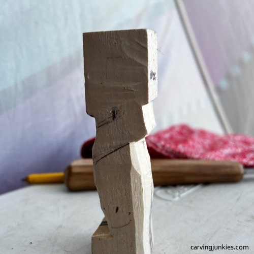 Left arm guideline on carved old man