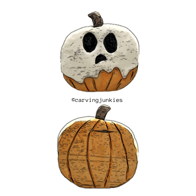 Make a spooky ghost pumpkin decoration with this easy to follow wood carving tutorial Pattern to make a wood carved ghost pumpkin