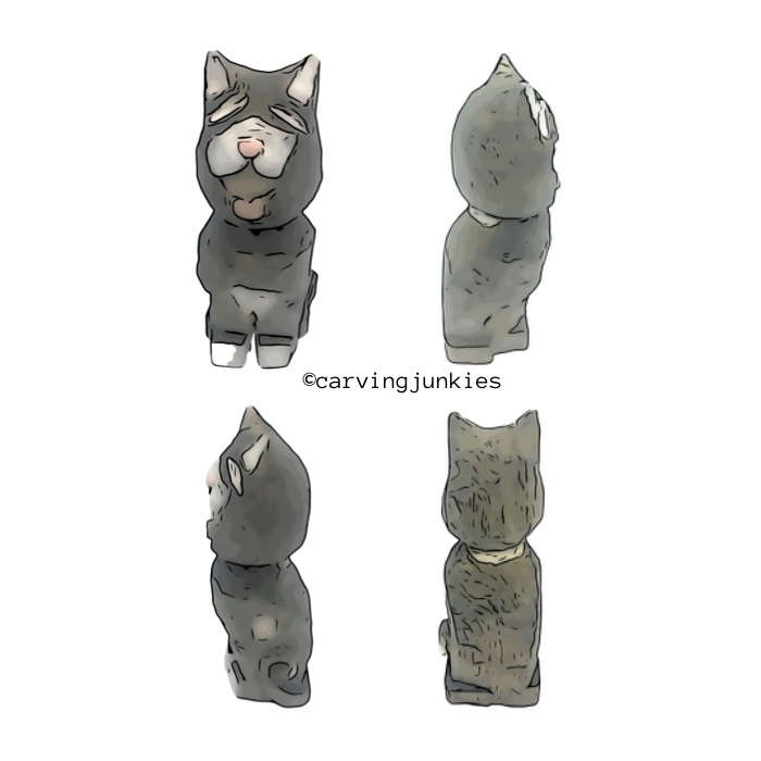 Cat wood carving pattern