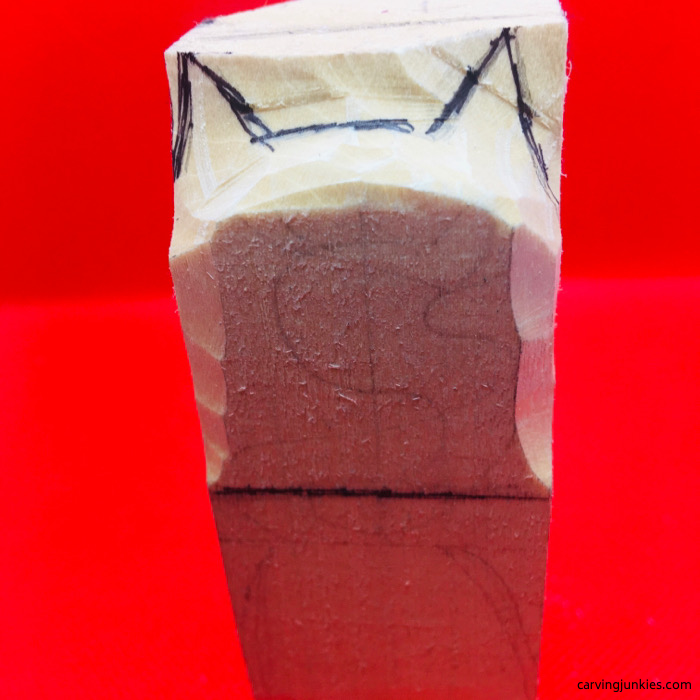 Drawn ears for cat carving