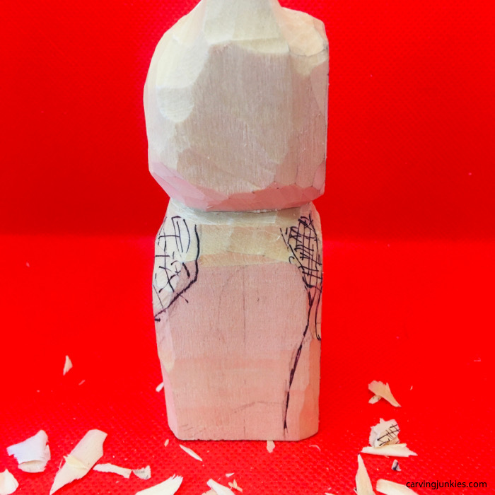 right view of cat carving in progress