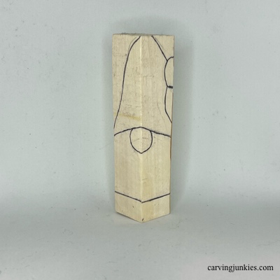 Front guidelines for wood carved Christmas gnome