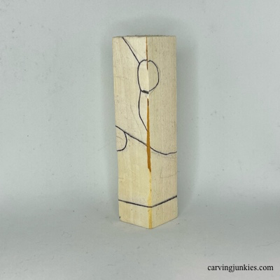 Left guidelines for wood carved Christmas gnome