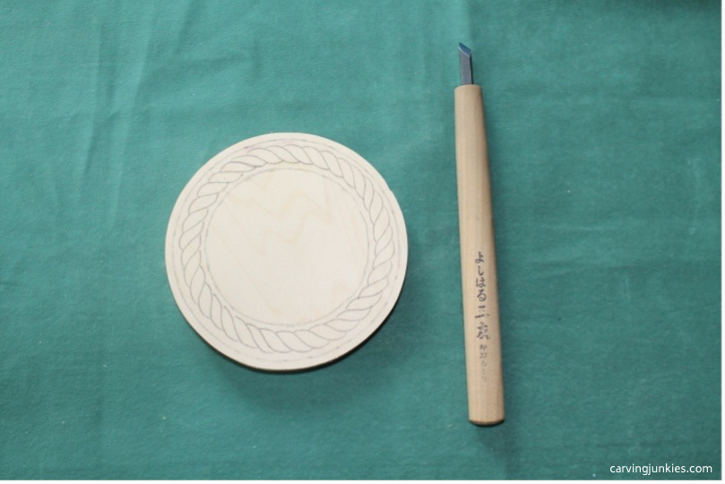 Chip carving pattern on basswood