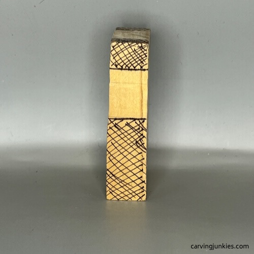 Left guidelines for cross wood carving tutorial