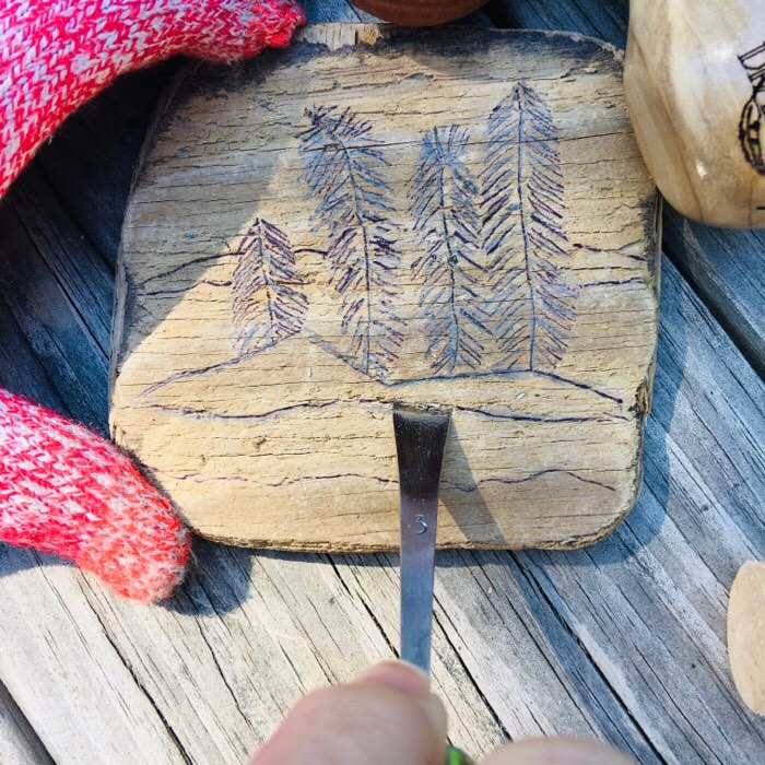 Bas relief on driftwood