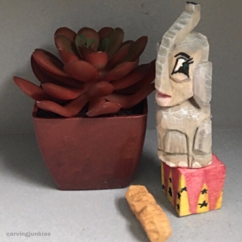 Front view of painted wood circus elephant