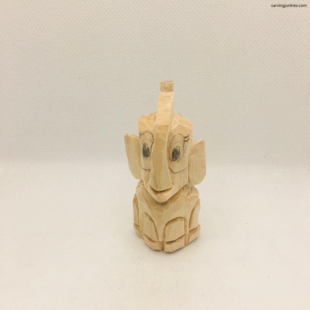 Front view of carved elephant