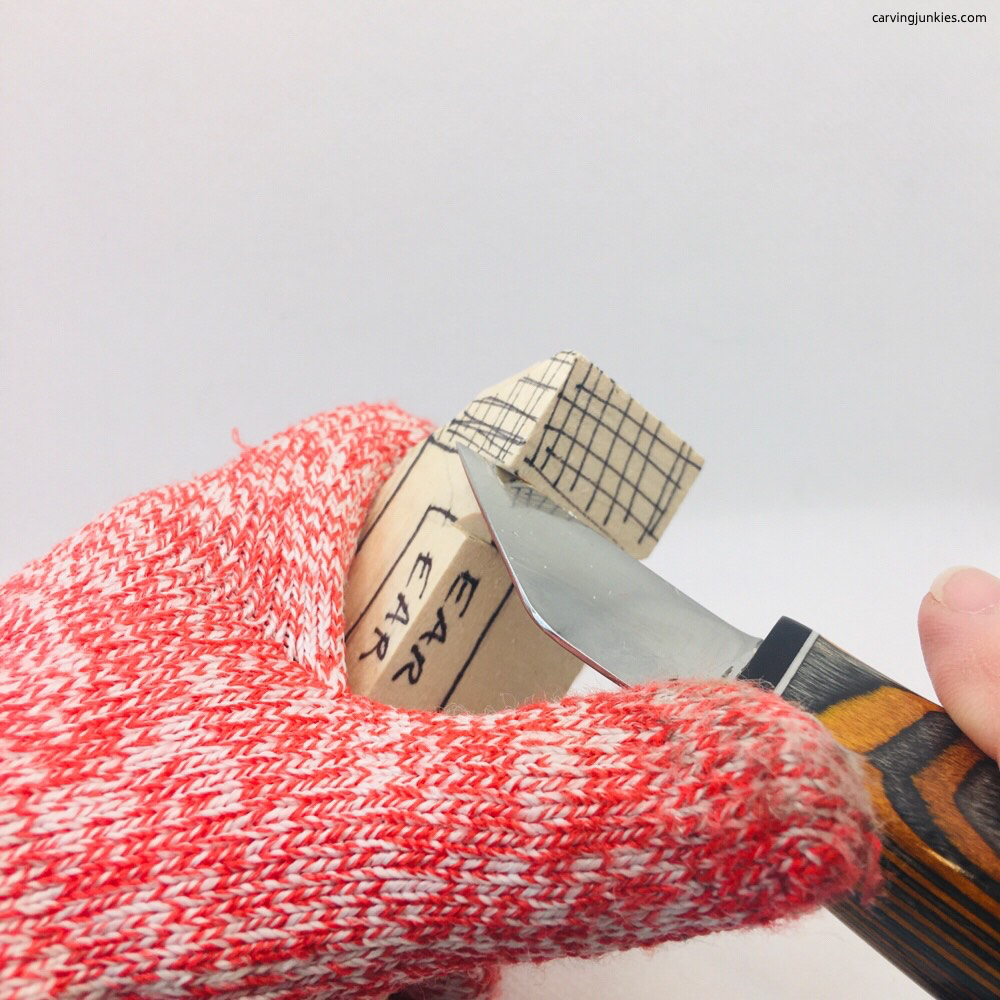 Helvie knife cutting basswood