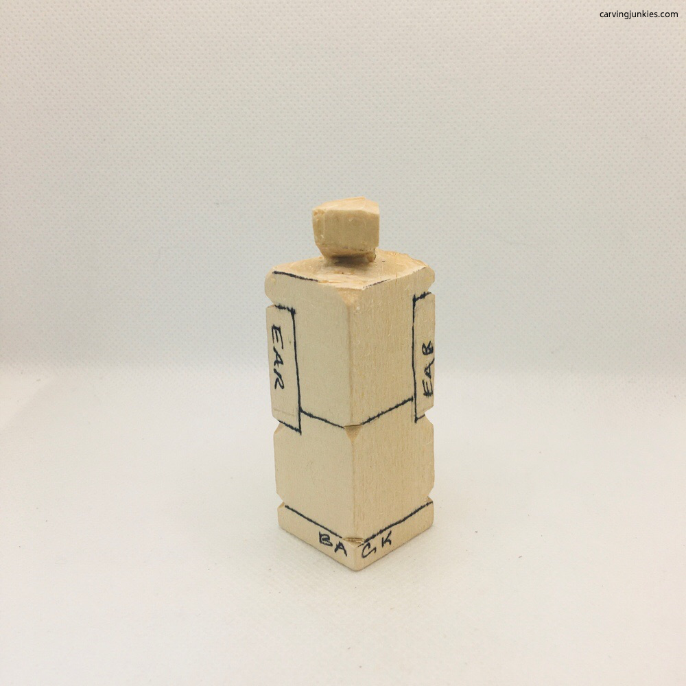 Back view of carved elephant trunk