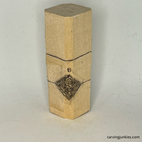 Back guideline for earworm caricature carving