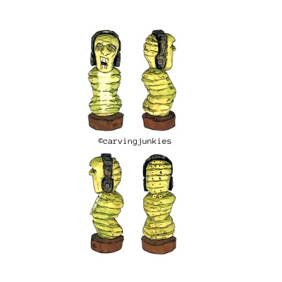 Free wood carving pattern for an earworm caricature