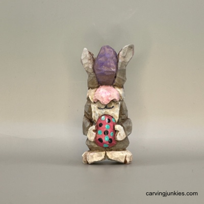 Front view of painted Easter whittle