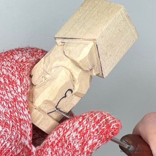 Separating hands on Easter whittle project