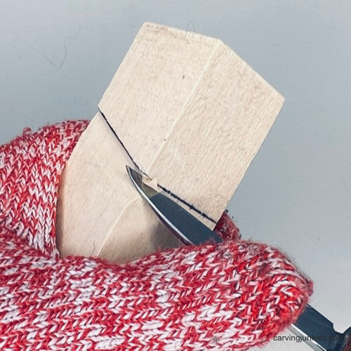 Making stop cut on Easter whittle project