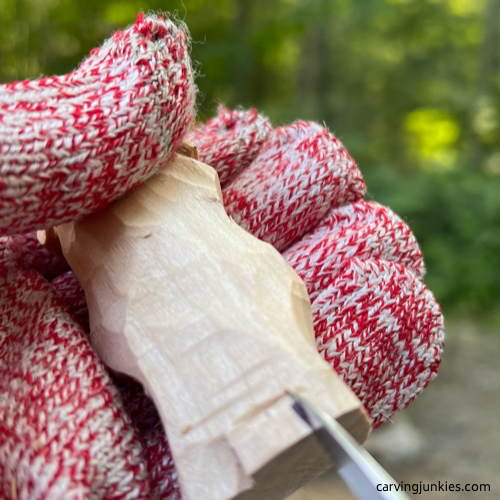 Separating step on easy wood whittled house