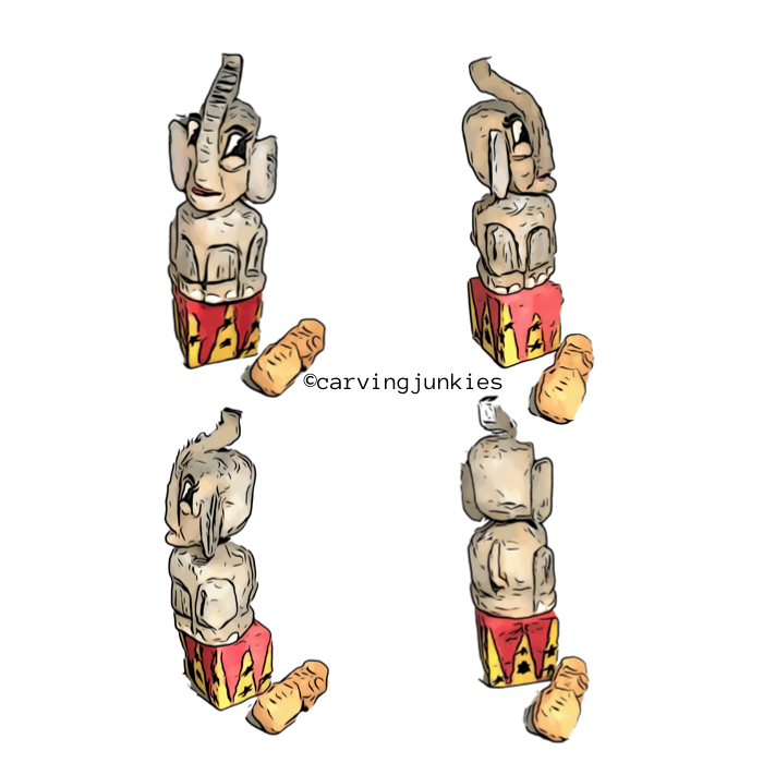 Elephant wood carving pattern