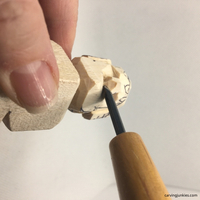 Carving nostrils in wood