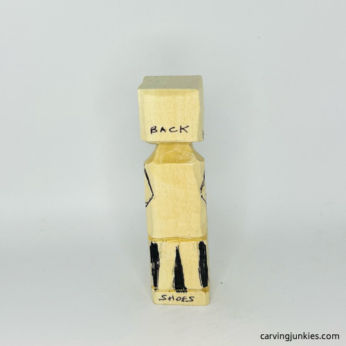 Wood marked to remove on back of screw-up fairy wood  caricature Back view of wood to remove on screw-up fairy wood caricature