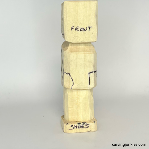 Legs in progress on screw-up fairy wood caricature Cylinder shape of screw-up fairy wood caricature legs