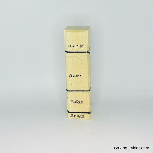 Back basswood guidelines on screw-up fairy wood caricature Screw-up fairy wood caricature back guidelines