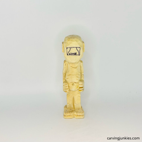 Drawn nose on front of screw-up fairy wood caricature Nose guidelines on screw-up fairy wood caricature