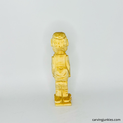 Back view of screw-up wood fairy caricature unpainted Back side of screw-up wood fairy caricature before painting