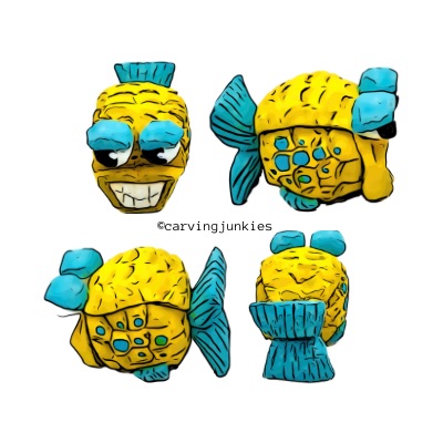 Fish wood carving pattern