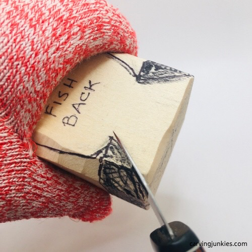 Carving tail of wooden fish