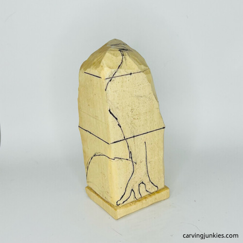 Right leg guidelines for frog wood carving