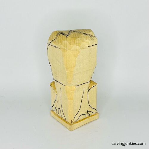 Carving head of wooden frog