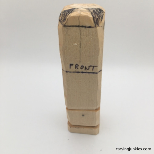 Nose marked on female wood carving