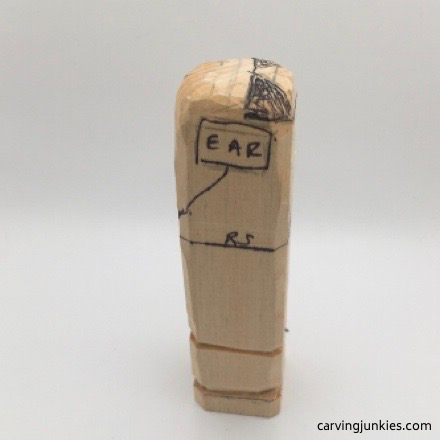 Ear box on female wood carving