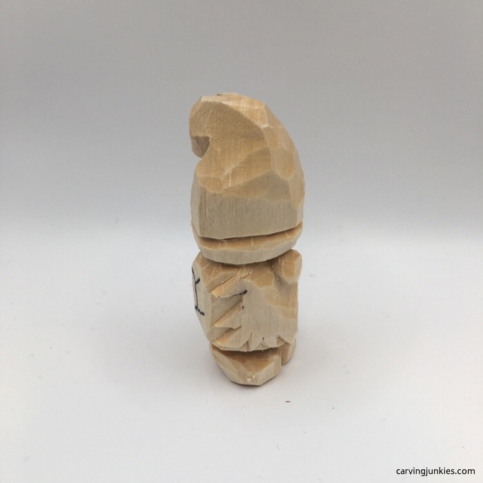 Right side of carved gnome