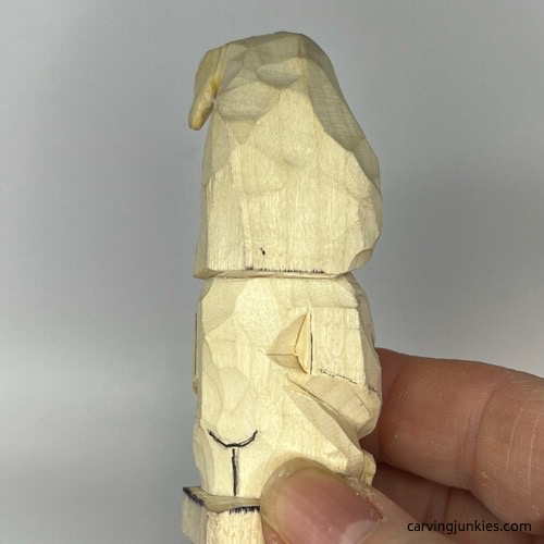 Completed pyramid cut on gnome carving